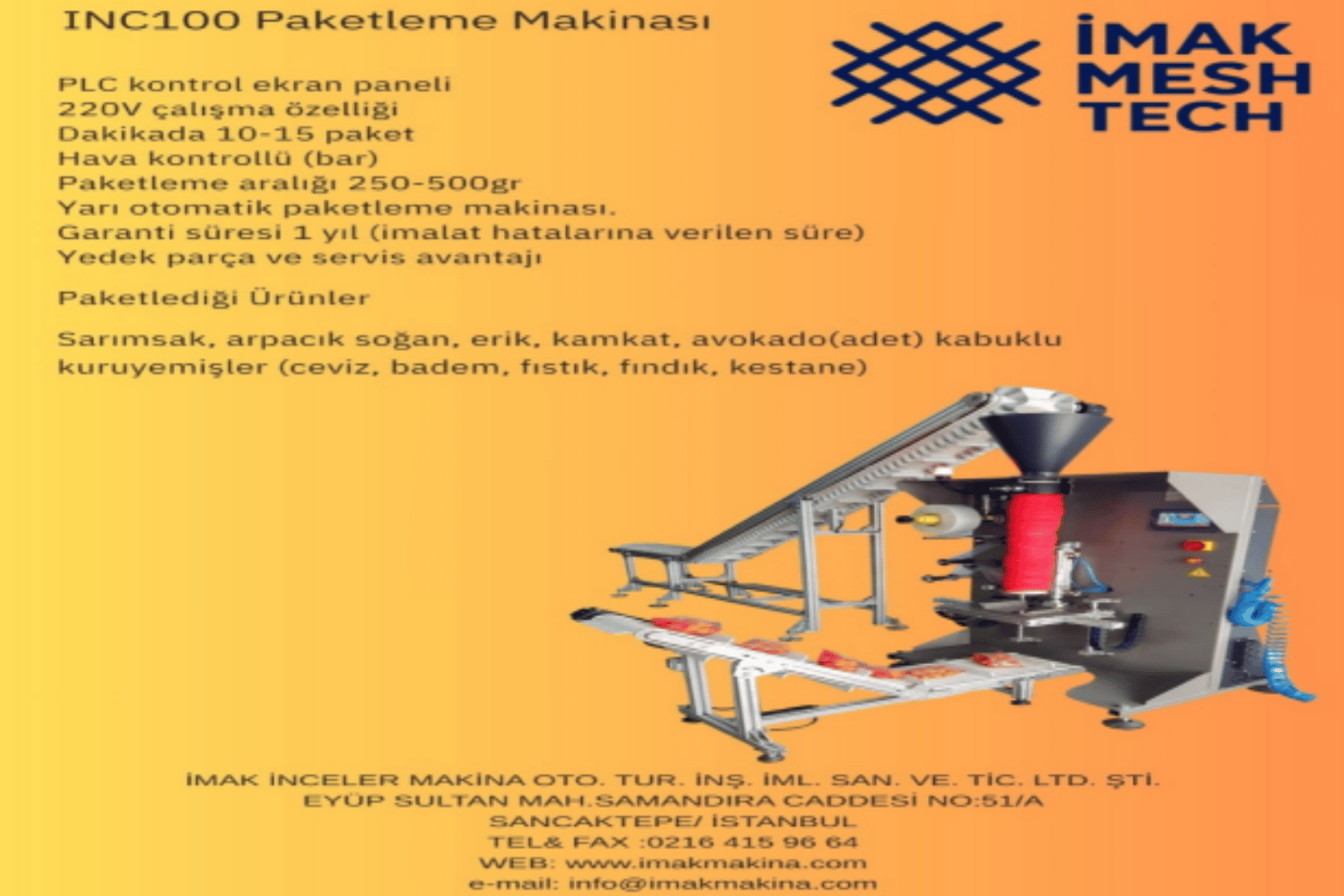 INC100 Paketleme Makinesi